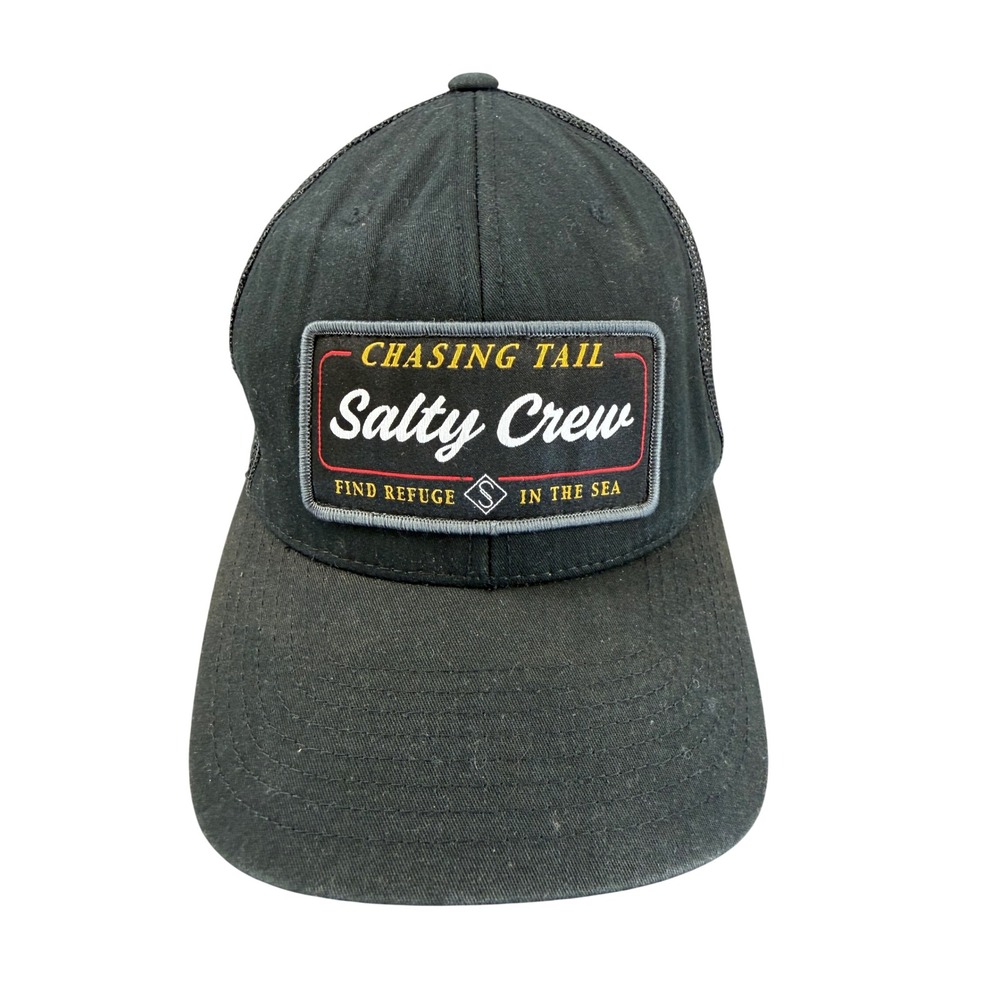 Salty Crew Chasing Tail Trucker Hat Mens Black Mesh Snapback Cap